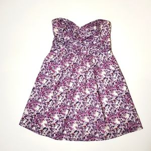 Express Floral Shabby Chic Strapless Dress